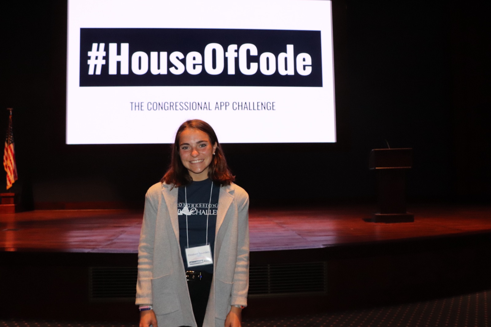 Elizabeth Saunders at the Congressional App Challenge #HouseOfCode event in Washington, D.C.