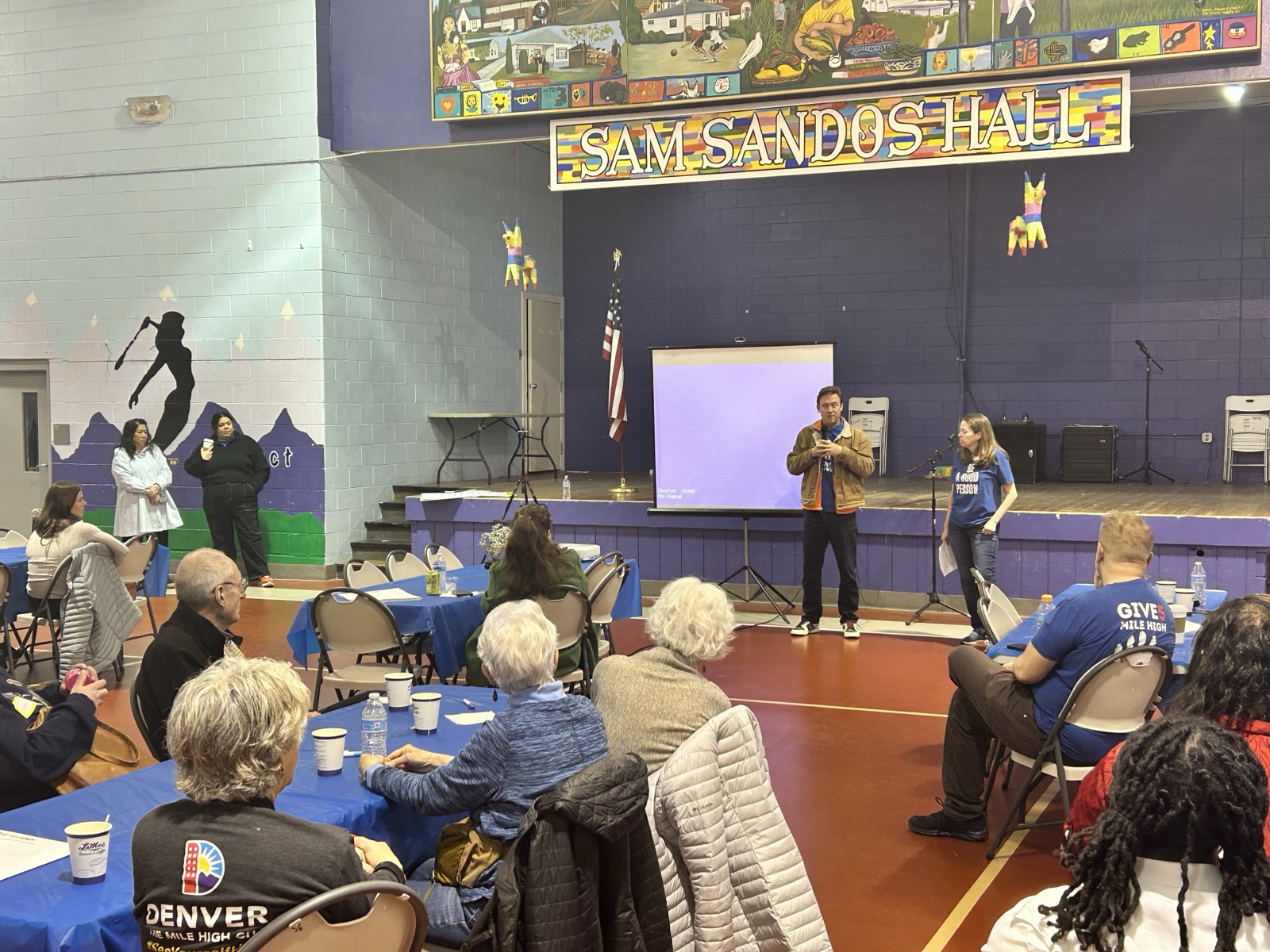 Presenting Give5 Mile High to community members at Sam Sandos Hall